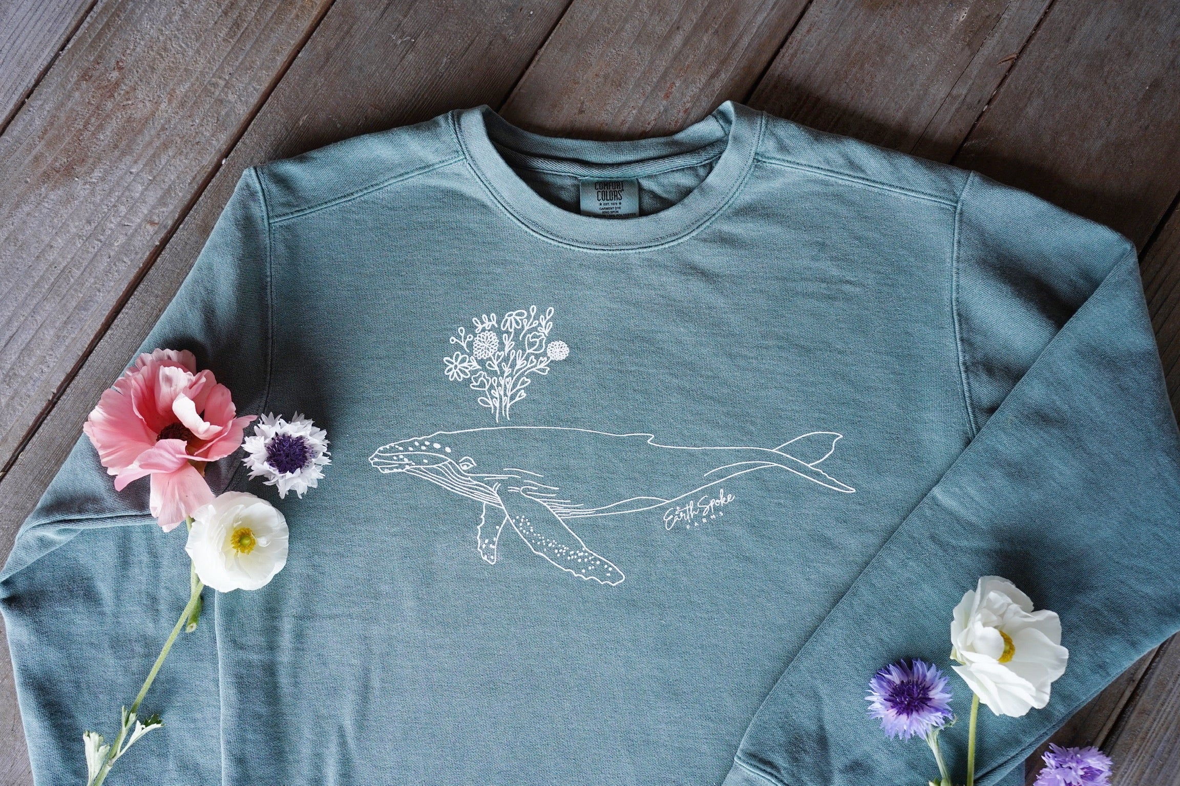 Mendocino Whale Comfort Colors Crewneck Sweatshirt