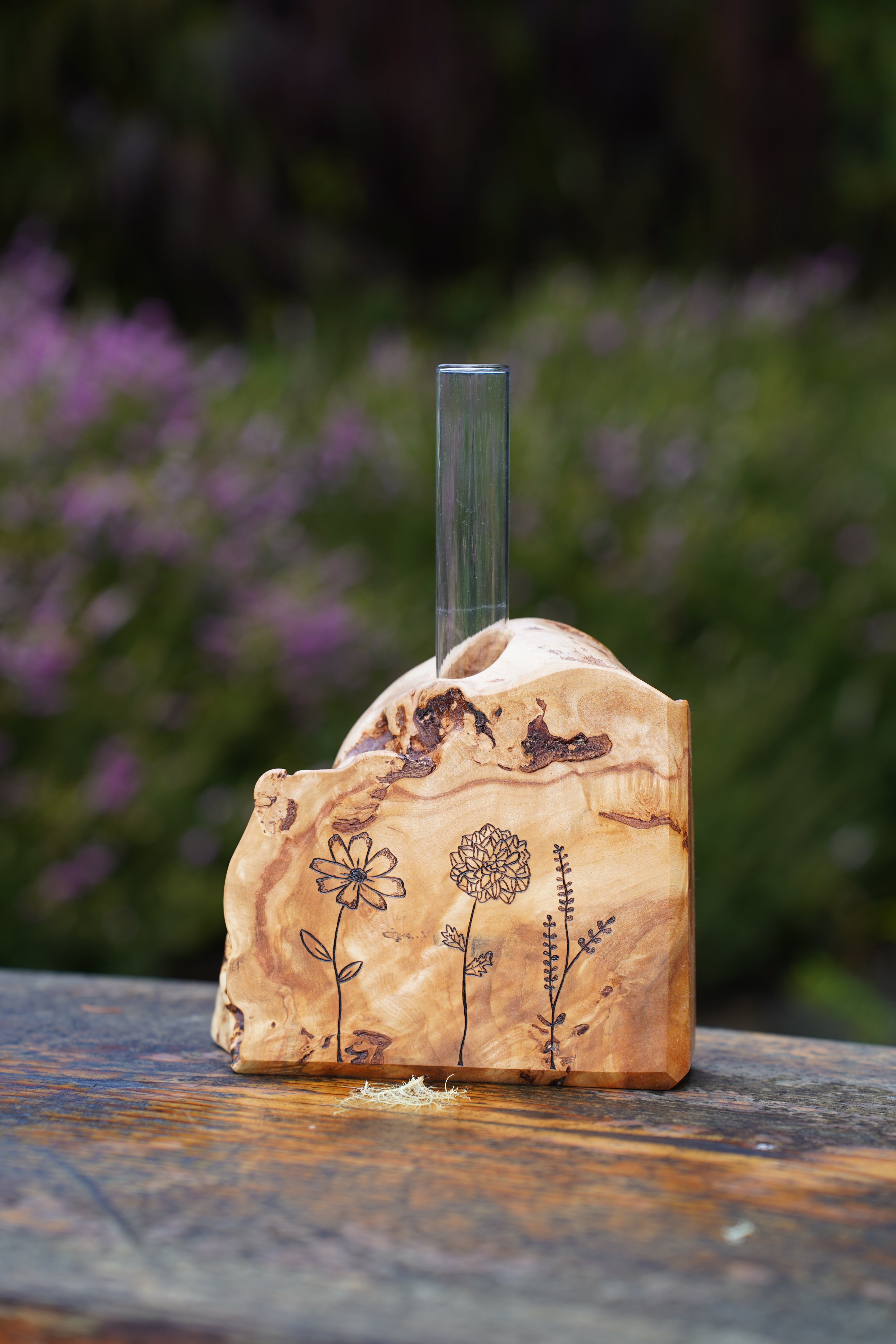 Handcrafted Wooden Flower Vase